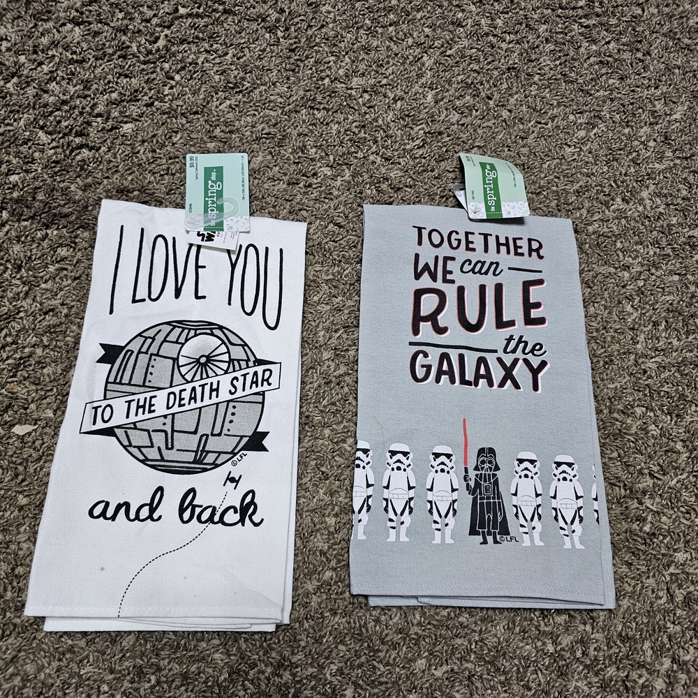 Star Wars Kitchen Towels Valentines Love Theme NEW Darth Vader Stormtroopers - Picture 2 of 7